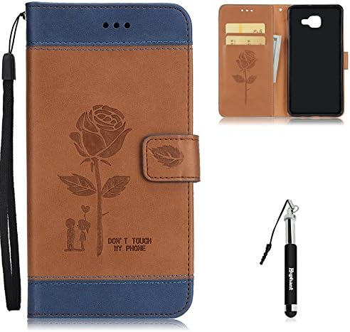 Case for Samsung Galaxy A7 2017,A7 2017 Case Leather,Huphant Leather Case Flip Flio Wallet Pouch Stitching Case with Credit Cards Slots Book Style Stand Cover Embossed with Rose Flower Stylish Pattern Unique Design Protective Case and Cover for Women Multi Function +Soft Silicone TPU Inner Protective Bumper Wrist Strip Premium Slim Wallet Leather Flip Case Cover for Samsung Galaxy A7 2017+ 1 Black Retractable Dust Plug Stylus Pen-Brown