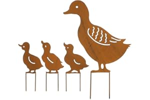 GCROET Jardin Stakes Ornements fer Canards Mignon famille Plugin Pelouse Décoration Animaux Métal Canards décoratifs Métal Canard Ornements de jardin pour l'extérieur Décorations, Jardin des animaux 4PCS