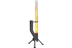 GARDENFLARE Feuerrohr Premium – Große Edelstahl Pelletfackel mit Flamme bis 1,5m & Reinigungsbürste incl., Feuersäule für Garten & Terrasse - Nachhaltiges Ambiente Feuer (Schwarz Pulverbeschichtet)