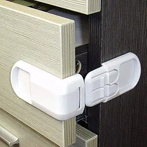 Tagve Baby Safety Infant Lock Plastic Protection Gates for Kids Drawer Lock Safety Buckle Prevent Anti Pinch Hand Protect Drawer cabinets (4)