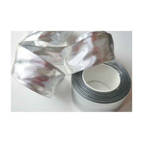 Schleifenband SILBERBAND Geschenkband DEKOBAND 25m x 40mm SILBER mit Draht