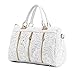 Produktbild LEORX Damen Lace Weiche PU Leder Handtasche Stoffbeutel Umhängetasche (weiß)