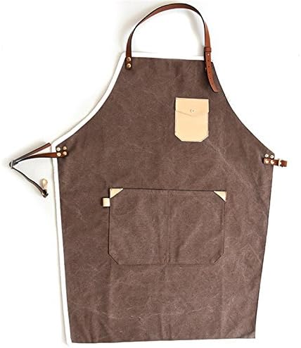 Lqchl Long Brown Canvas Apron Barista Cafe Bistro Bartender Catering Uniform Artist Florist Carpenter Painter Gardener Work Wear