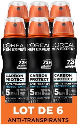 L'Oréal Men Expert Carbon Protect - Deodorante spray 5 in 1-150 ml, confezione da 6