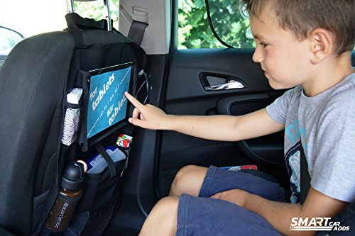 Rücksitz Organizer Kinder | Rückenlehenschutz | Kick mat mit praktischen Rücksitztaschen inklusive Tablet Halterung - 3