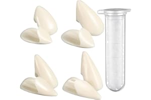 COMBLU Vampire Teeth Fangs with Adhesive, Vampire Teeth, Vampire Fangs Fake Teeth Halloween Decorations, Reusable 4 Pairs Vampire Fangs Teeth for Halloween Party Cosplay