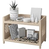 &Ccedil;ok Ama&ccedil;lı 2 Katlı Organizer Raf &ndash; Bej Plastik D&uuml;zenleyici Stand &ndash; Banyo, Mutfak, Masa&uuml;st&uuml; ve Ofis İ&ccedil;in &ndash; 25 x 18 cm