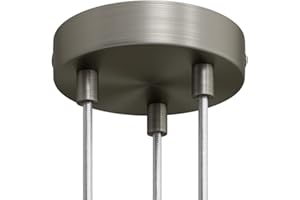 creative cables - Kit rosone cilindrico in Metallo a 3 Fori - Cilindrico, Titanio Satinato