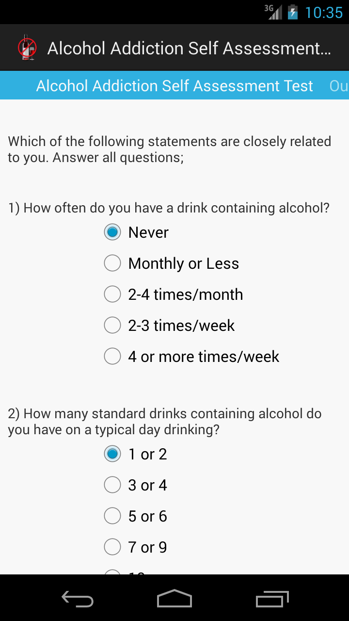 Alcohol Addiction Self Assessment Test Amazon.co.uk Appstore for Android