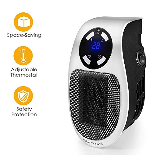 Preisvergleich Produktbild Mini Heizlüfter, Queta Elektrische Heizung Steckdose Heizgerät Wärmer Heizung Heißluftgebläse mit Thermostat und Timer für Home Office 500W