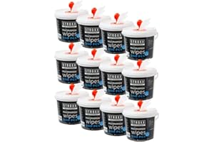 ‎STROXX STROXX – feuchte Reinigungstücher (12 Eimer á 250 Stück) im Spender-Eimer – Wiper Bowl für Werkstatt, Gewerbe, Auto, KFZ, Motorrad & Haushalt – entfernt Öle, Fette, Kleber, Farben, Teer & Schmiere