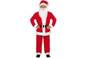 FASHION MY LOVE Boys Santa Claus Suit Red Costume, Children Kids Father Christmas Outfit Red Santa Hat for Kids Fancy Dress Hat + Beard + Jacket + Trousers + Belt, 5PC Set