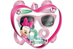 KIDS EUROSWAN SRV Hub® Sunglasses and Hair Accessories, Bobbles and Snap Clips in Heart Shaped Storage Bag, Backpack for Girls, 4+ Years (Minnie Bag)