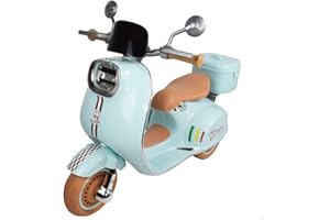 Twinly - Mini moto électrique SCOOTLY enfants - Scooter enfant lumière et MP3 USB, chargeur et batterie 6 V jusqu'à 40 min - accélérateur de pédale - 3 à 8 ans - Coffre et télécommande Menthe