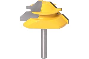 APlus Fresa de madera – Fresa 1/4” (6,35mm) para 45 grados Lock Mitre, Router Bit pernos Junta Cutter para herramienta de copa madera para máquina de grabado