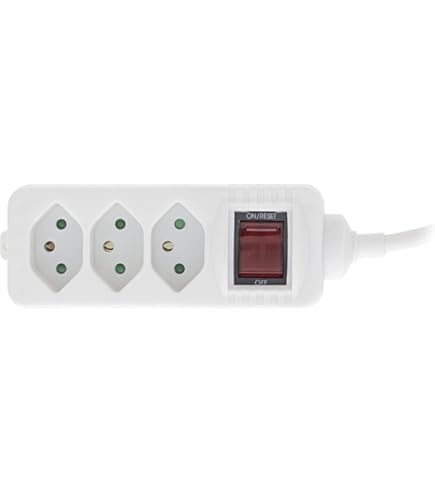 Prises – Barre Multiprise 5 Prises Suisse Multiple, Câble 1.5 Mt, Prise
