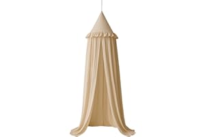 Wonder Space Children's Bed Canopy with Ruffles, Pastel Neutral Colour for Boys & Girls, Hanging Curtain Mosquito Net for Children's Room, Baby Bed, Toddler Bed, Reading Corner Decoration (Light