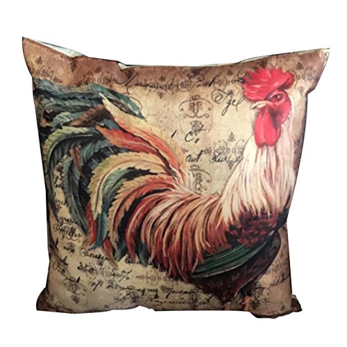 Preisvergleich Produktbild gotd Weihnachten Deko Kissen Cock Henne Baumwolle Leinen Kissen Überwurf Schutzhülle Kissenbezüge Kissenbezug für Sofa Überwurf Kissen Fall Christmas Gifts 45,7 x 45,7 cm