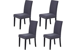 Veakii Coprisedie con schienale 4 pezzi universali, lavabile Estraibile, coprisedile, molto facile da pulire e resistente, moderna sala da pranzo, hotel, arredamento ristorante (4 Pezzi, Grigio)