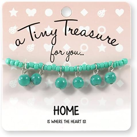 Home is Where The Heart Is Amazonite Coloured Bead Charms Tiny Treasure Gift Birthstone Bracelet