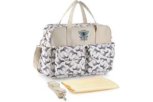 Insular® Multifunctional Waterproof Mummy Shoulder Bag Diaper Bag Chic Nappy Changing Bag Tote/Messenger Style Large Light Weight with Changing Mat, Adjustable Straps (Zebra)