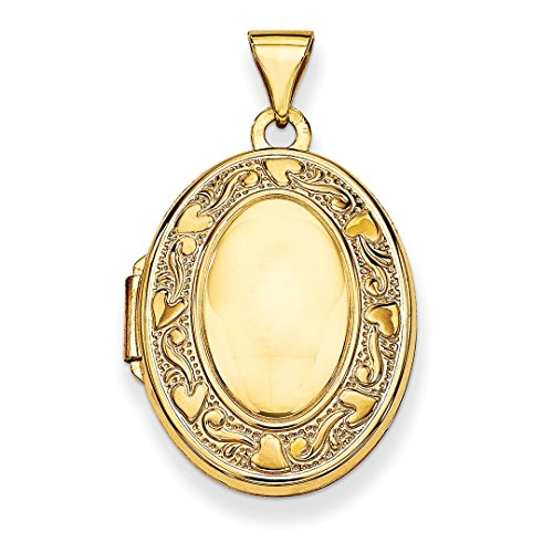 ICE CARATS 14k Yellow Gold Oval Photo Pendant Charm Locket Chain Necklace That Holds Pictures Fine Jewelry Gift Set For Women Heart