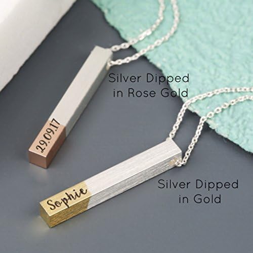 Personalised Bar Necklace (Silver Dipped in Gold / 2 Sides)