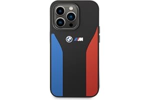 CG MOBILE Custodia BMW BMHCP15L22SCSK per iPhone 15 Pro 6.1" Silicone nero Strisce blu e rosse Collezione M
