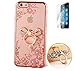 Produktbild Utra-Thin iphone 6s Hülle Silikon Transparent,Iphone 6 Hülle,3D Glitzer Strass ISENPENK® Schutzhülle TPU Case Schutzhülle Silikon Crystal Kirstall Clear Case Durchsichtig Weichem Silikon Handy Gürtel Tasche Muster Pour Apple Iphone 6/6S 4.7 Zoll– Diament Katze Rose Red Mit Panzerglas Folie