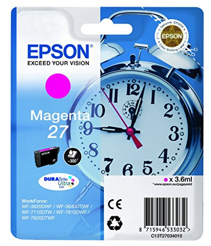 Epson Original T2703 Tintenpatrone Wecker, wisch- und wasserfeste Tinte (Singlepack) magenta