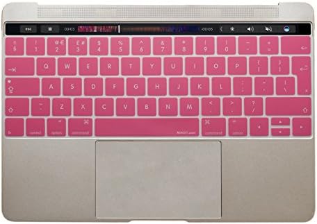 MiNGFi English QWERTY Keyboard Cover for 2016+ MacBook Pro 13" 15" with Multi-Touch Bar EU/ISO Keyboard Layout Silicone Skin - Pink
