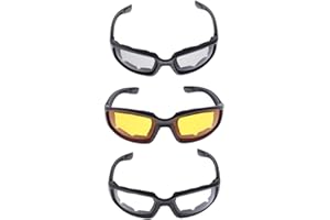 prasku 3x Gafas de Montar a Prueba de Polvo para Motocicleta Ahumado Amarillo Claro Acolchado Cómodo