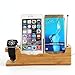 Produktbild SEGMOI (TM) Handgemachte natürliche hölzerne USB Charging Dock-Station für Apple-Uhr und Halter Schreibtisch-Halter Cradle Ständer für iPhone iWatch iPad Smartphones Tablets (3 in 1 Aufladehalter)