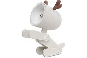 SYDE Night Light Desk Lamp Cute Small Phone Holder, Dog / Deer Shape Mini LED Portable Reading Decor Table Lamp for Kids Students Night Study and Bedroom Bedside (Deer-White)