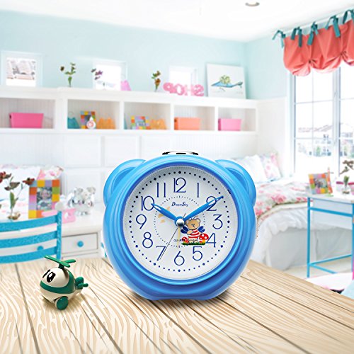 DreamSky Kinderwecker Musik Wecker Analoge Quarzwecker mit 8 Melodien, Schlummerfunktion, Nachtlicht, lauter Alarm, kein Ticken, geräuschlos, Batteriebetrieben(Blau) - 7