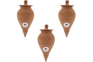 CERÁMICA ESPAÑA | Dispensador de Agua | Sistema de riego | Riego automático | Riego por goteros | Pack x3 Modelo J01 | 500 ml | Eco | 100% Hecho a Mano | 10x10x22 cm