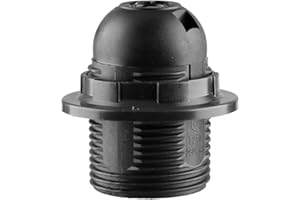 Tabanzhe E27 Lamp Holder Black 1PC E27 Light Bulb Holder Edison Screw Bulb Socket Fitting with Shade Lampshade Ring for Table Ceiling Pendant Light Fittings Parts