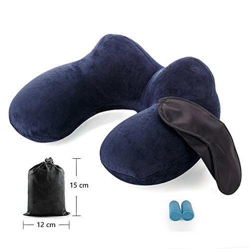 Oreiller-de-Voyage-Gonflable-avec-Double-Vanne-LUZWAY-Coussin-de-Cou-Gonflable-de-Velours-Doux-et-Housse-Lavable-avec-Bouchon-doreille-et-Masque-pour-Les-Yeux-Bleu