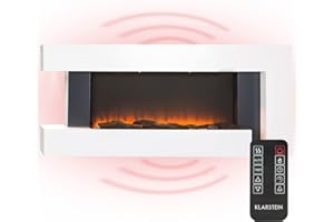 ‎KLARSTEIN Klarstein Deko Kamin mit LED-Flammen, Elektro Kamin mit Heizung, 2000W Elektrischer Kamin, Sparsamer Kamin Elektrisch, Wandkamin mit Fernbedienung & Timer, Elektrische Kamine mit MDF-Gehäuse