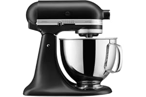 KitchenAid Batidora amasadora - Artisan - Robot de Cocina con Cabezal Inclinable - Amasadora con 3 Accesorios - Batidora de repostería con Bol de Acero Inoxidable - 4,8 L - Negro onix