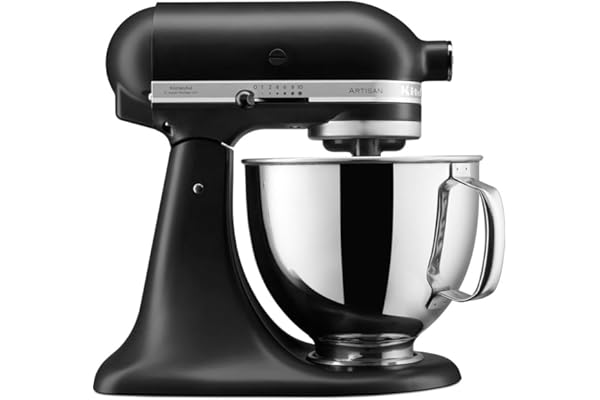 KitchenAid Robot Pâtissier - Artisan - Robot cuisine multifonctions à tête inclinable - Batteur avec 3 accessoires et Bol inox de 4,8 L - Noir réglisé