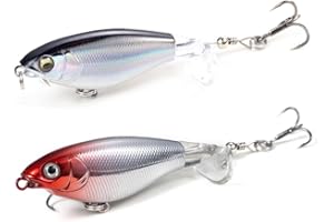 KQNM 2pcs Leurres Flottants，Leurre Peche Carnassier，Leurre De Surface，Appât Avec Queue Pivotante Flottante, Leurres De Traîne Pour Truite Brochet d'Eau Douce Et d'Eau Salée