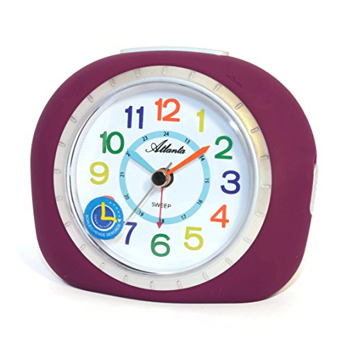 Atlanta Kinderwecker Lernuhr Lila Violett Mädchen Analog Ohne Ticken Licht Snooze -1966-8 - 2