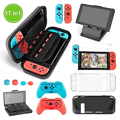 Younikoo Younik Kit d'Accessoires 17 en 1 pour Nintendo Switch - Étui Switch à Motifs de Fourmis/Étui à Cartes de Jeu/Étui en Silicone 6 en 1/ Étui de Protection TPU/Support/Protecteur d'Écran HD