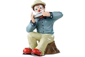 Gildeclown Dekofigur der Mundharmonikaspieler - Dekofigur und Sammlerstück- Geschenk Geburtstag - Glücksbringer 2023 und Mutmacher - handgefertigt Mehrfarbig Höhe 12 cm