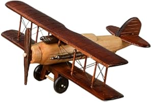 Uposao Retro Vintage Plane Handmade Wooden Mini Biplane Toy Model Craft Decoration