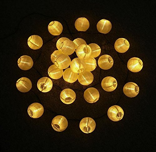 Solar Lichterkette 30 LEDs 6 Meter Solarbetrieben Lampions Laterne Lichterkette Wasserfest Weihnachten Dekoration für Garten, Terrasse, Penthouse Haus, Outdoor, Party, Hochzeit, Hof, Feiern – Warmweiß Lunlight [Energieklasse A+++] - 2