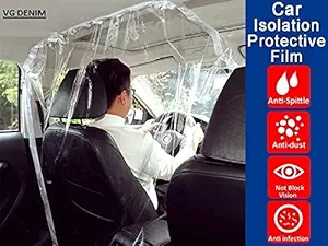 VG DENIM Plastic Transparent Car Partition Protective Anti Virus Anti Spitting Car Safe Protector Divider Film for All Cars (Driver Side, Protection from COVID-19)