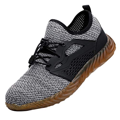 Preisvergleich Produktbild SEHRGUTGE Herren Stahlkappe Sicherheit Arbeitsschuhe, leichte atmungsaktive Sportschuhe im Freien athletische rutschfeste Mode lässig Trainer Schuhe