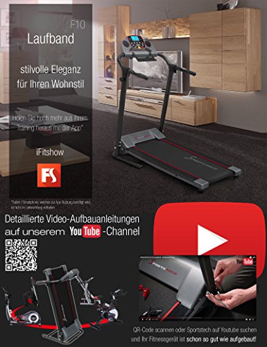 Sportstech F10 Laufband mit Smartphone App Steuerung, Pulsgurt im Wert von 39,90 € inklusive, Bluetooth, 1PS, 10 KM/H, für Geh- und Lauftraining mit 13 Programmen – kompakt klappbar verstaubar - 5